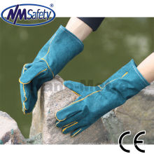 NMSAFETY leather working gloves/cow split leather welding gloves/cow split leather safety gloves